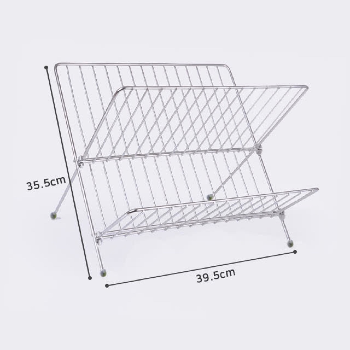 2단 건조대 도면으로 아래쪽 가로선에 39.5cm, 왼쪽 세로선에 35.5cm가 표시돼 있다